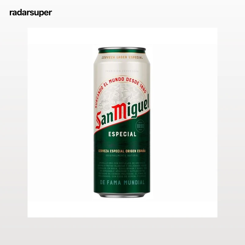 SAN MIGUEL ESPECIAL Cerveza de color dorado brillante con ligero amargor lata 50 cl.