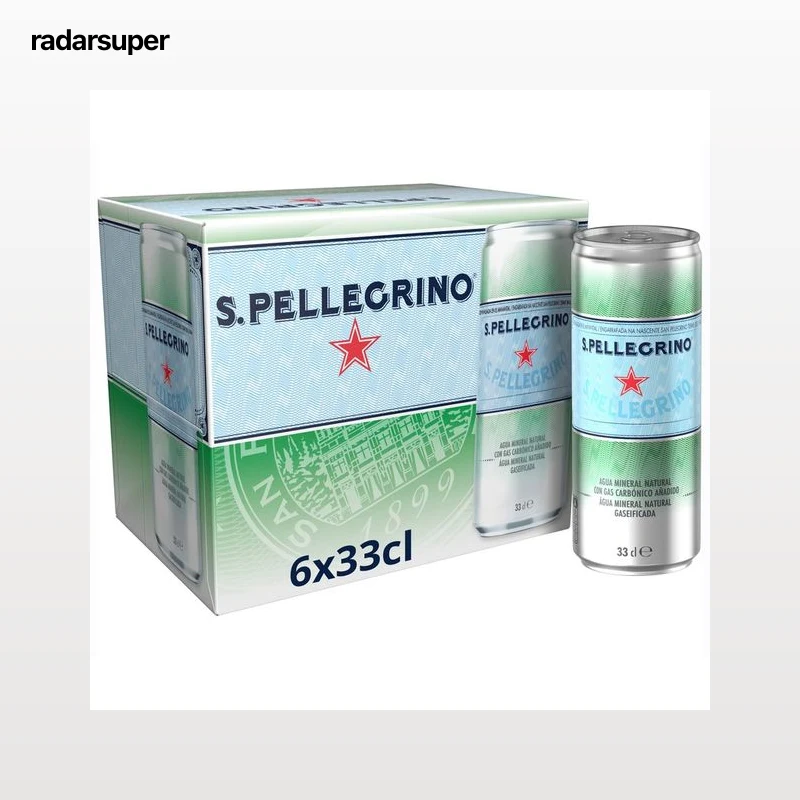 SAN PELLEGRINO Agua mineral con gas lata pack 6 x 330 ml