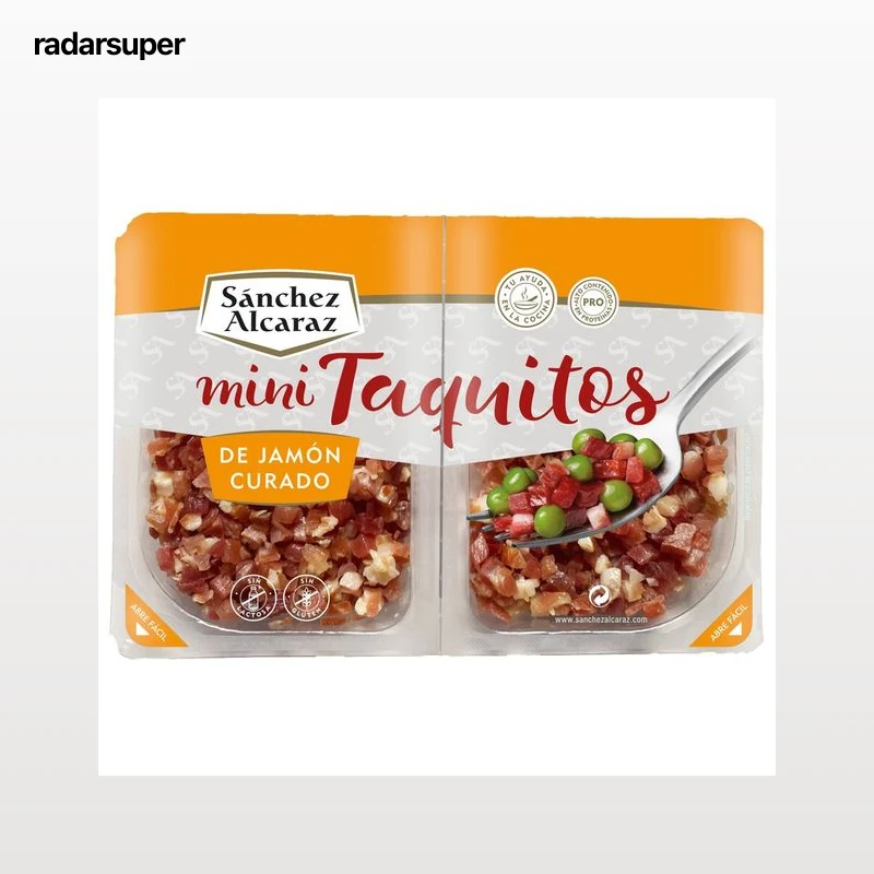 SÁNCHEZ ALCARAZ Jamón curado cortado en mini taquitos SÁNCHEZ ALCARAZ 2 x 40 g.