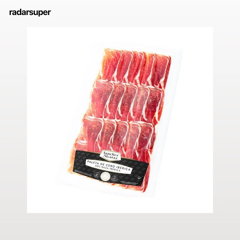 SÁNCHEZ ALCARAZ Paleta de cebo ibérica (50% raza ibérica) cortada en lonchas 150 g.