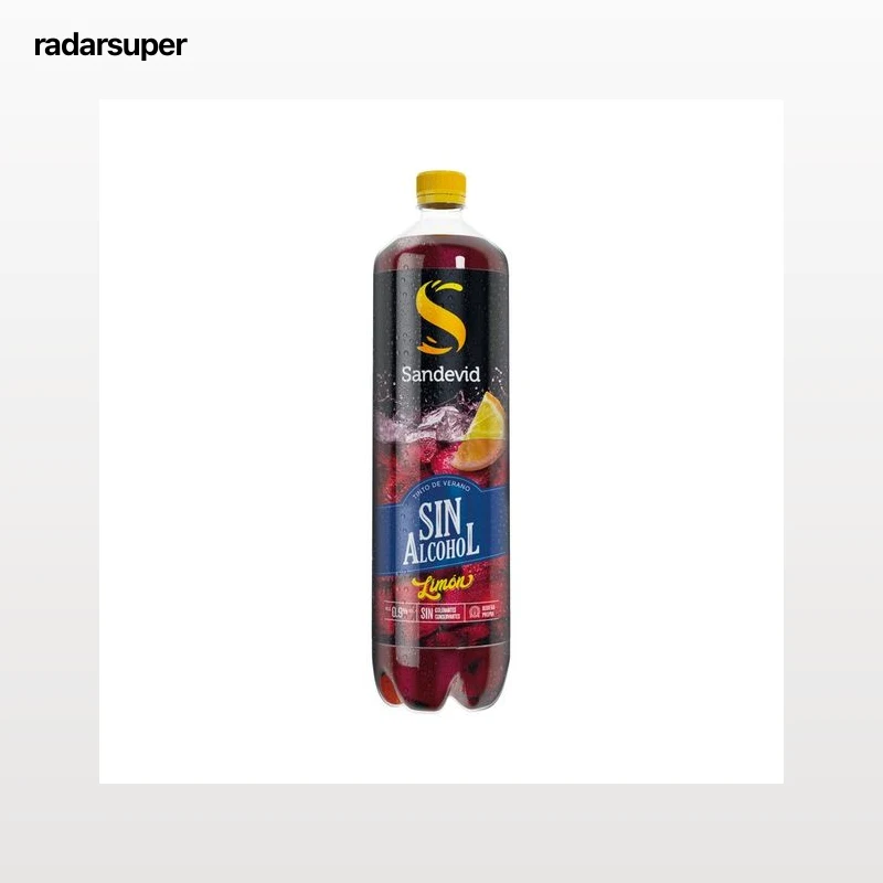 SANDEVID Tinto de verano con limón, sin alcohol y sin conservantes ni colorantes SANDEVID botella de 1,5 l.