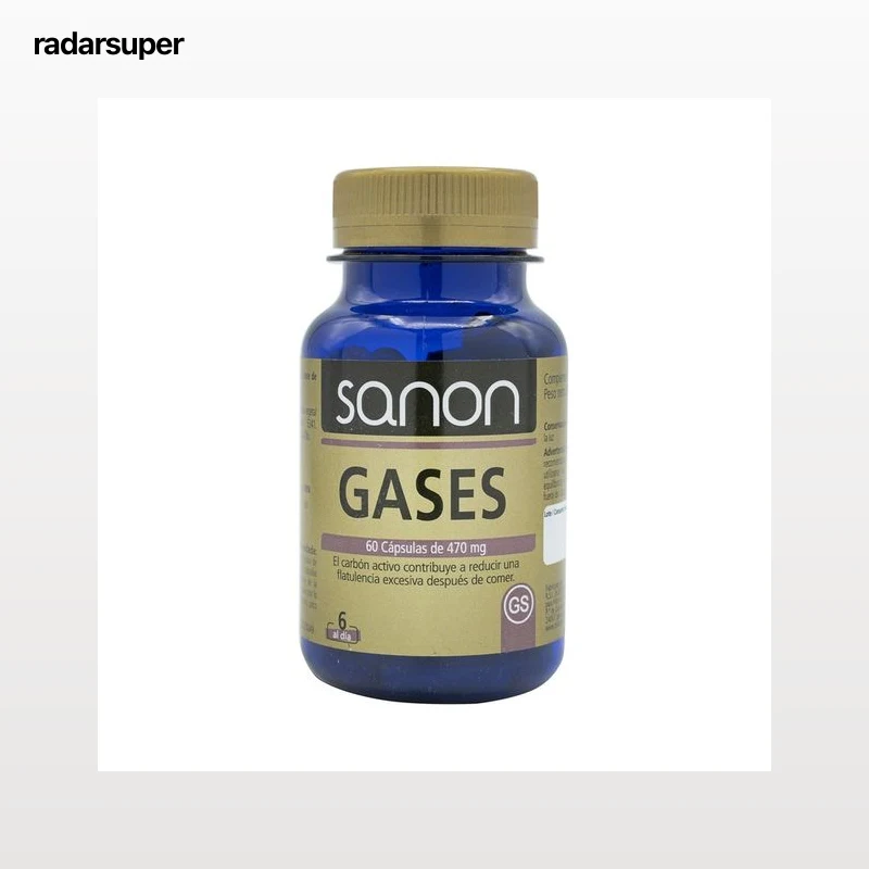 SANON Carbón vegetal activado (Complemento alimenticio) 60 cápsulas.