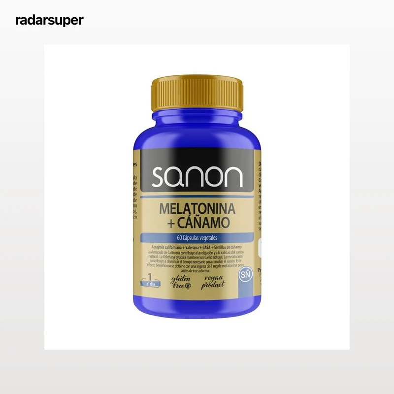 SANON Melatonina + Cáñamo (Amapola californiana, valeriana, GABA y semillas de cáñamo) 60 cáp. 545 gr