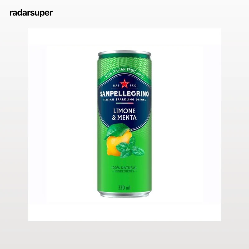 SANPELLEGRINO Agua con gas mineral sabor limón y menta 330 ml.