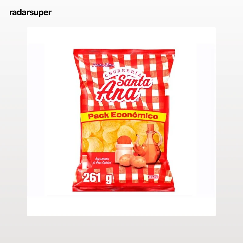 SANTA ANA Patatas fritas con sal, lisas 261 g.