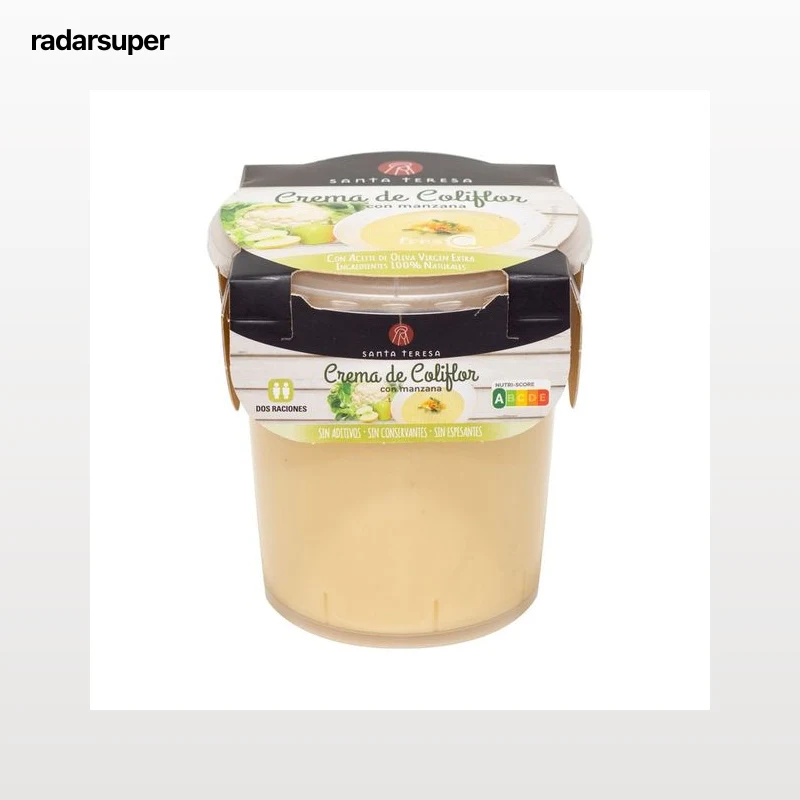 SANTA TERESA Crema de coliflor con manzana, elaborada sin conservantes, ni aditivos ni espesantes SANTA TERESA 400 ml.