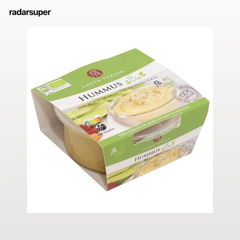 SANTA TERESA Hummus elaborado con ingredientes 100% naturales procedentes de agricultura ecológica SANTA TERESA 180 g.