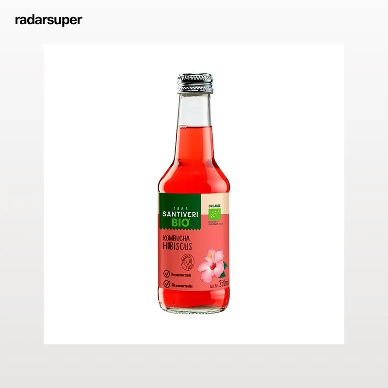 SANTIVERI Bio Kombucha con hibiscus ecológicos botella 25 cl.