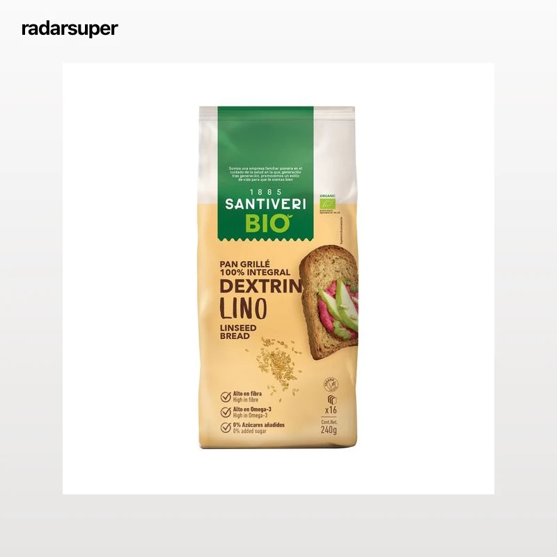 SANTIVERI Bio Pan tostado integral con lino ecológico 16 uds.