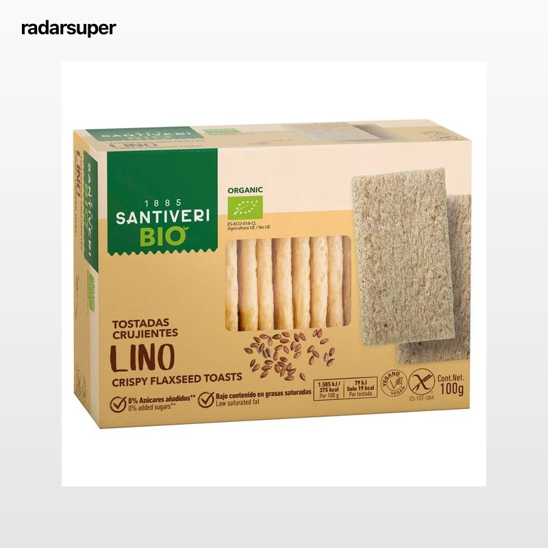 SANTIVERI Bio Tostadas ligeras de lino sin gluten 100 g.