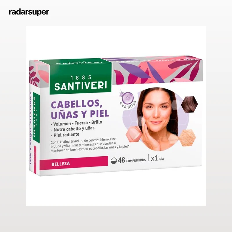 SANTIVERI Complemento alimenticio para un pelo y uñas fuertes y una piel radiante 48 uds.