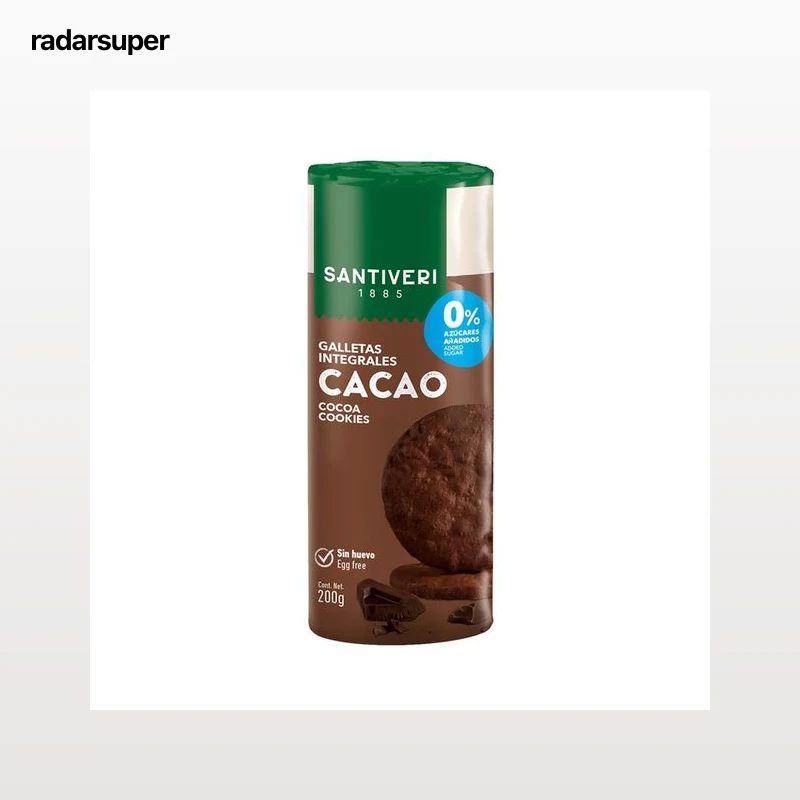 SANTIVERI Galletas digestivas con cacao y sin azúcar añadido 200 g.
