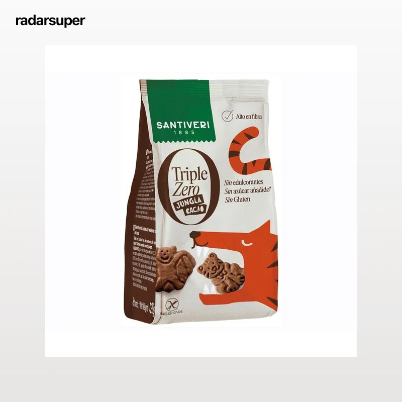 SANTIVERI Galletas jungla triple cacao zero sin gluten 120 g.