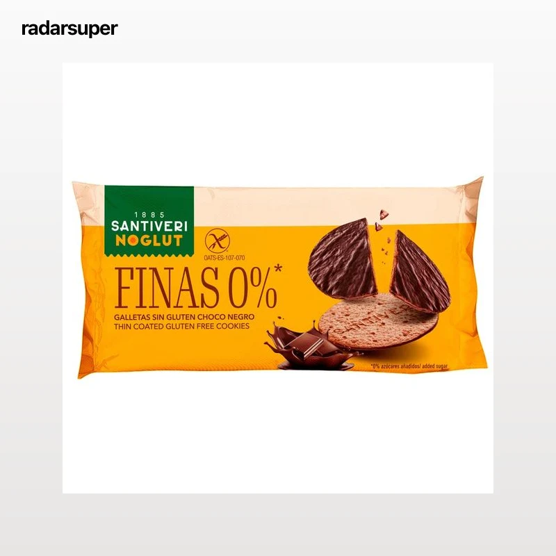 SANTIVERI Noglut Galletas sin gluten, 0% de azúcares añadidos con chocolate negro, 90 g.