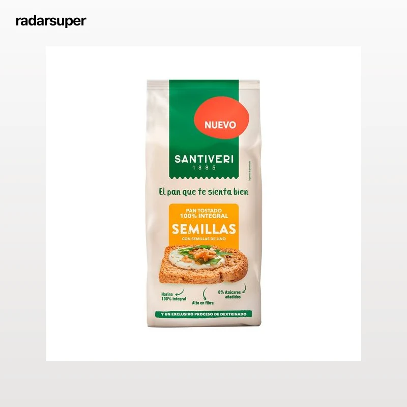 SANTIVERI Pan tostado 100% integral con semillas 200g