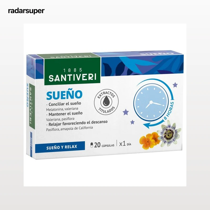 SANTIVERI Sueño Complemento alimenticio a base de extractos vegetales 20 comprimidos.