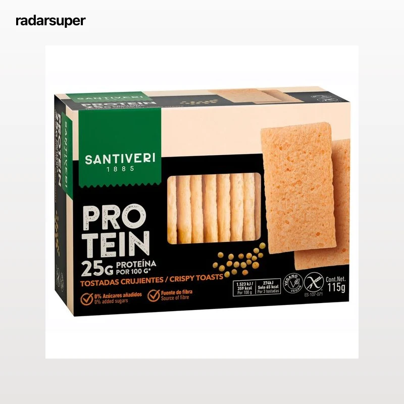 SANTIVERI Tostada crujiente sin gluten, con proteínas 115 g.