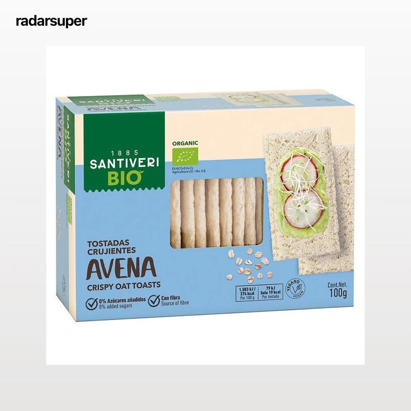 SANTIVERI Tostadas ligeras de avena ecológicas SANTIVERI BIO, 100 g.
