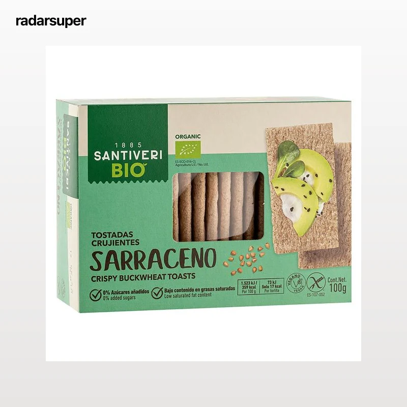SANTIVERI Tostadas ligeras trigo Sarraceno sin gluten, ecológico 100 g.