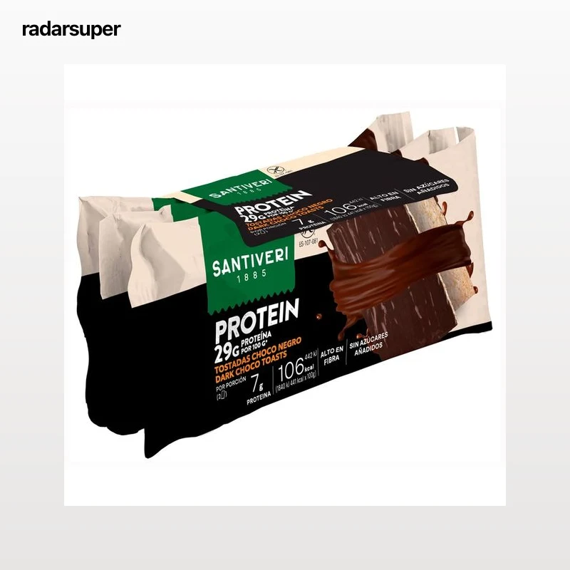 SANTIVERI Tostadas protein de chocolate sin gluten 6 uds. 72 g.