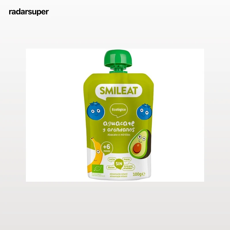 SAQUETA FRUTA SMILEAT BIO ABACATE E MIRTILOS 100G