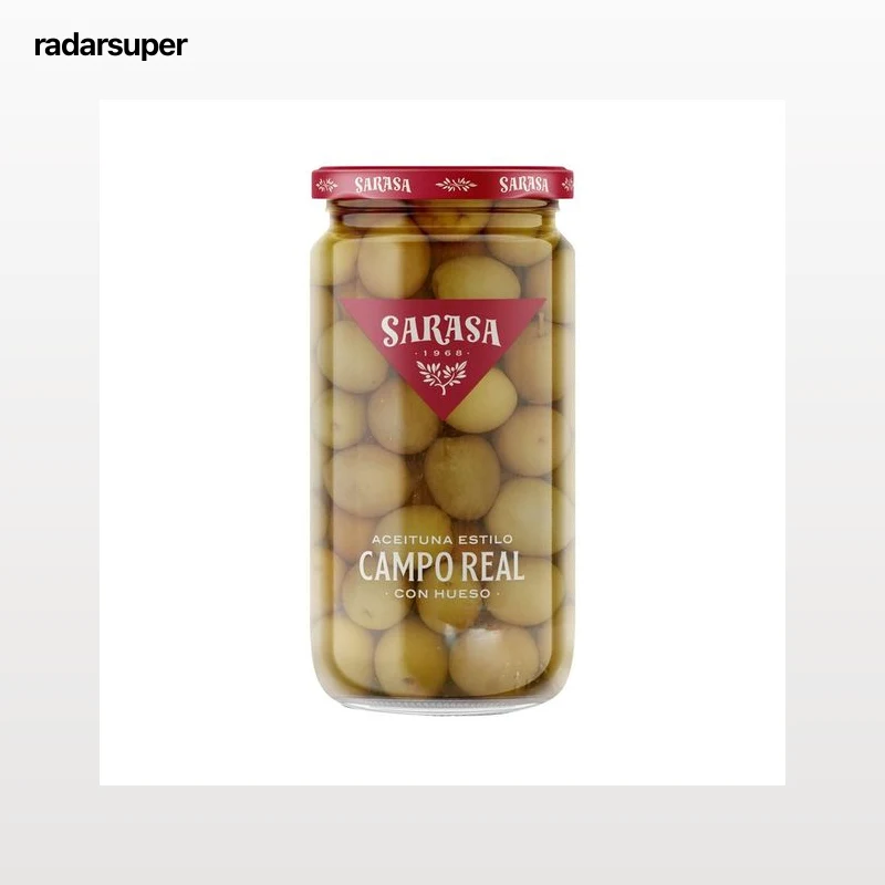 SARASA Campo real  Aceitunas al estilo campo real con hueso, 190 g.