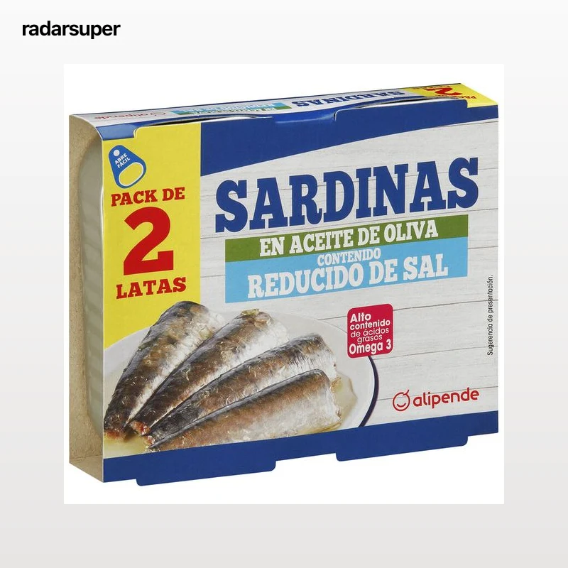 Sardinas en aceite de oliva bajas en sal Alipende 2 unidades 85g