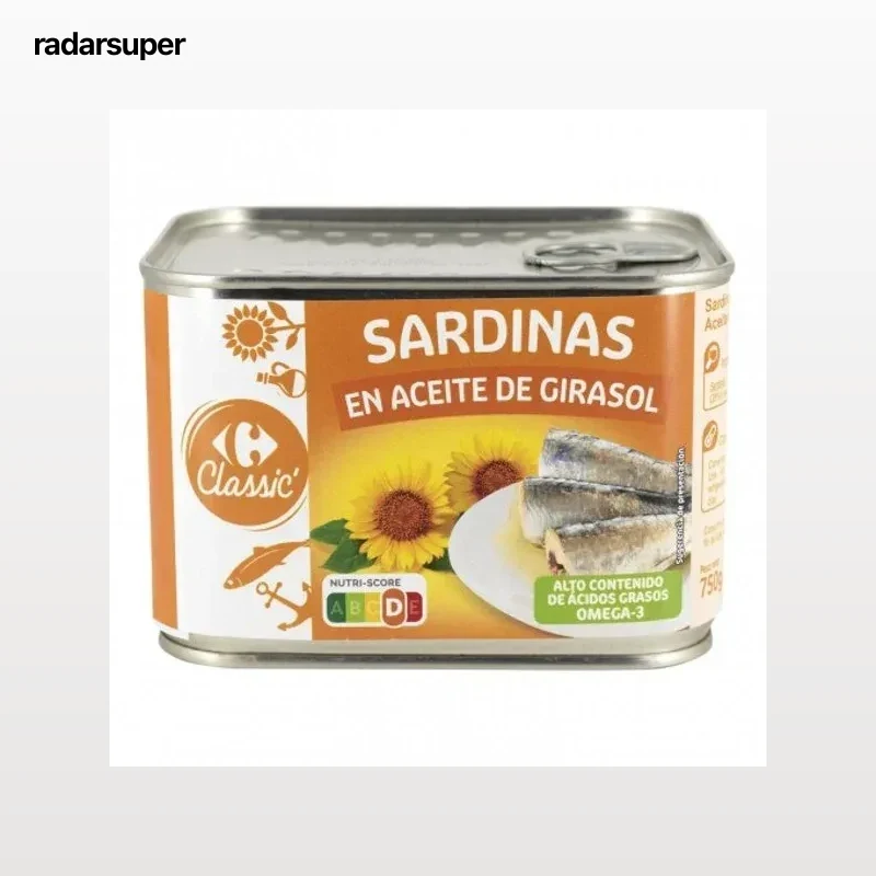 Sardinas en aceite de girasol Carrefour 535 g.