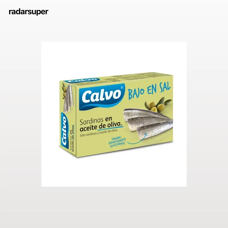 Sardinas en aceite de oliva bajo en sal Calvo 84 g.