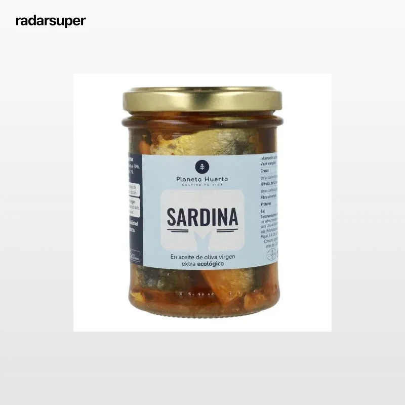 Sardinas en aceite de oliva extra ecológico Planeta Huerto 133 g.