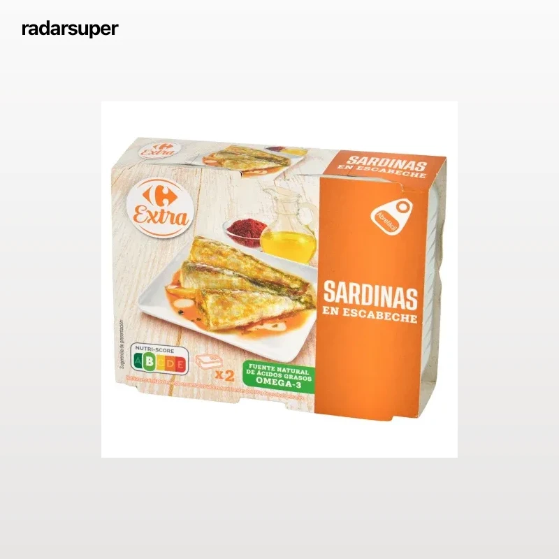 Sardinas en escabeche Extra Carrefour pack de 2 latas de 88 g.