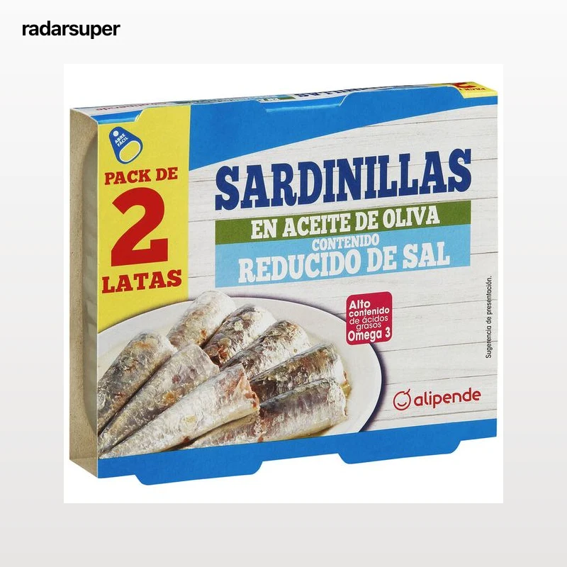 Sardinillas en aceite de oliva bajas en sal Alipende 2 unidades 62g