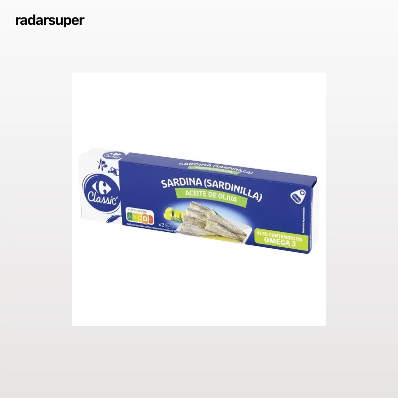 Sardinillas en aceite de oliva Classic Carrefour pack de 2 unidades de 65 g.
