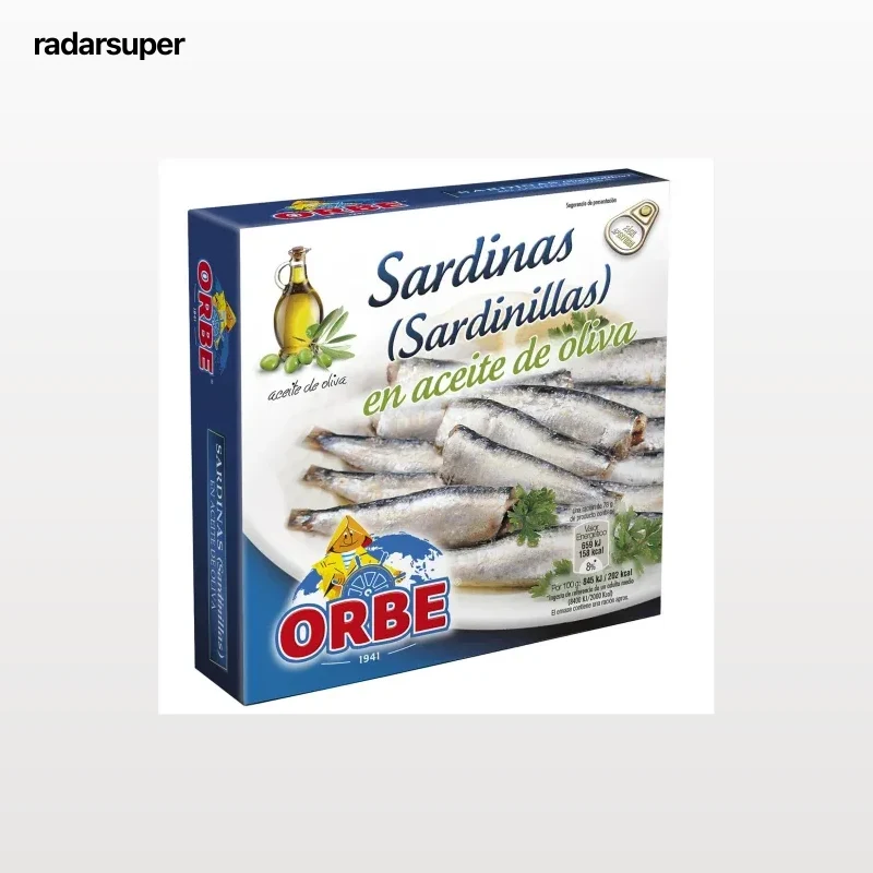 Sardinillas en aceite de oliva Orbe 78 g.