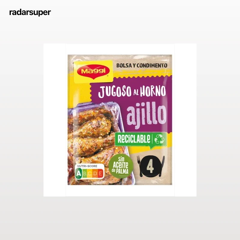 Sazonador para pollo sabor ajillo con toque de perejil Jugoso al Horno Maggi 36 g.