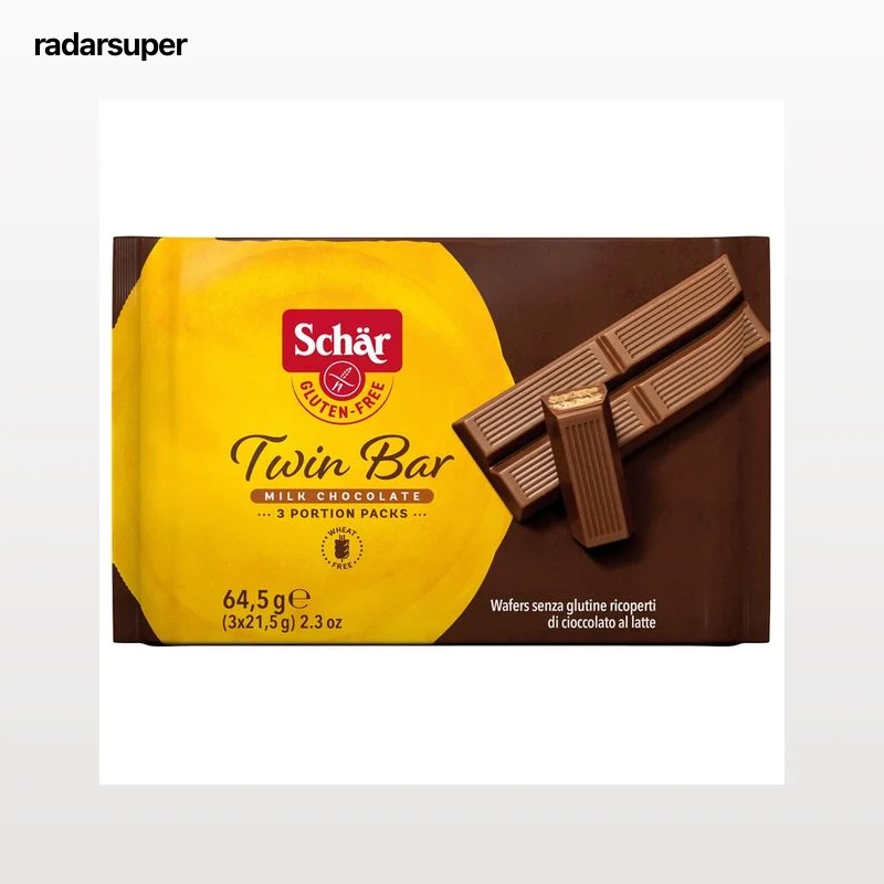 SCHÄR Galletas barquillos cubiertos de chocolate con leche sin gluten 3 uds x 21,5 g.