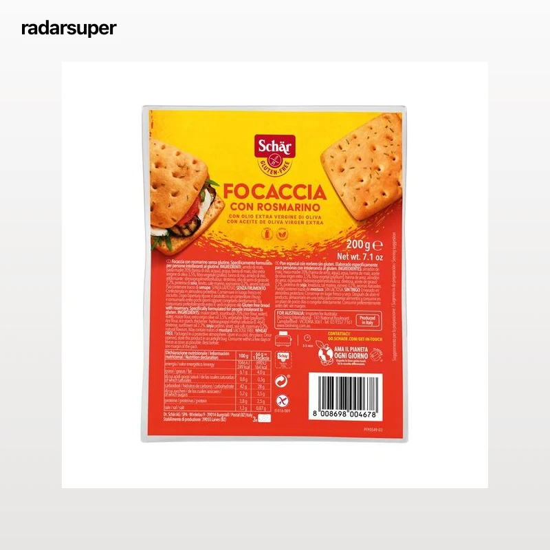 SCHÄR Pan Focaccia con romero sin gluten 200 g.