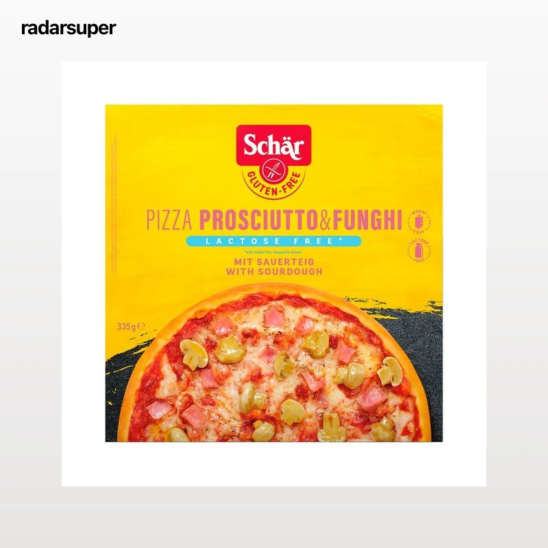 SCHÄR Pizza de jamón y champiñón, elaborada sin gluten y sin lactosa 335 g.
