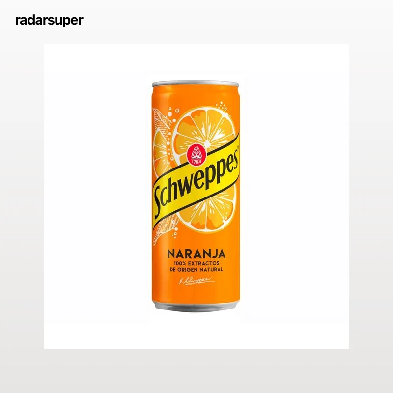 SCHWEPPES Refresco de naranja lata 33 cl.