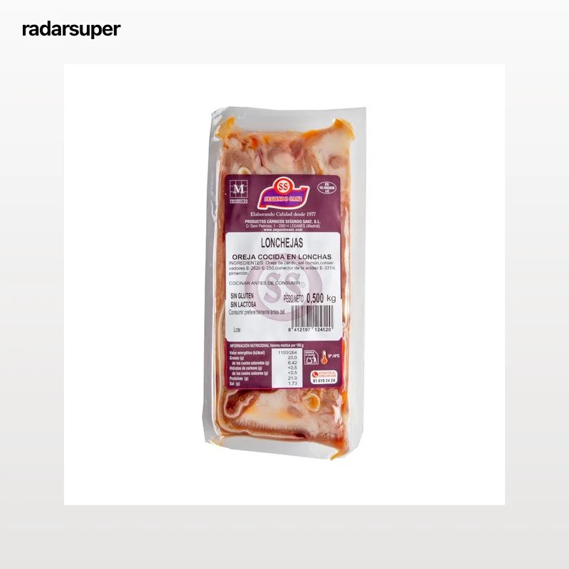 SEGUNDO SANZ Lonchejas de oreja cocida de cerdo 500 g.