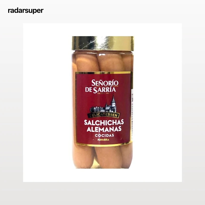 SEÑORÍO DE SARRIÁ Salchichas alemanas cocidas SEÑORÍO DE SARRIÁ frasco de 250 g.