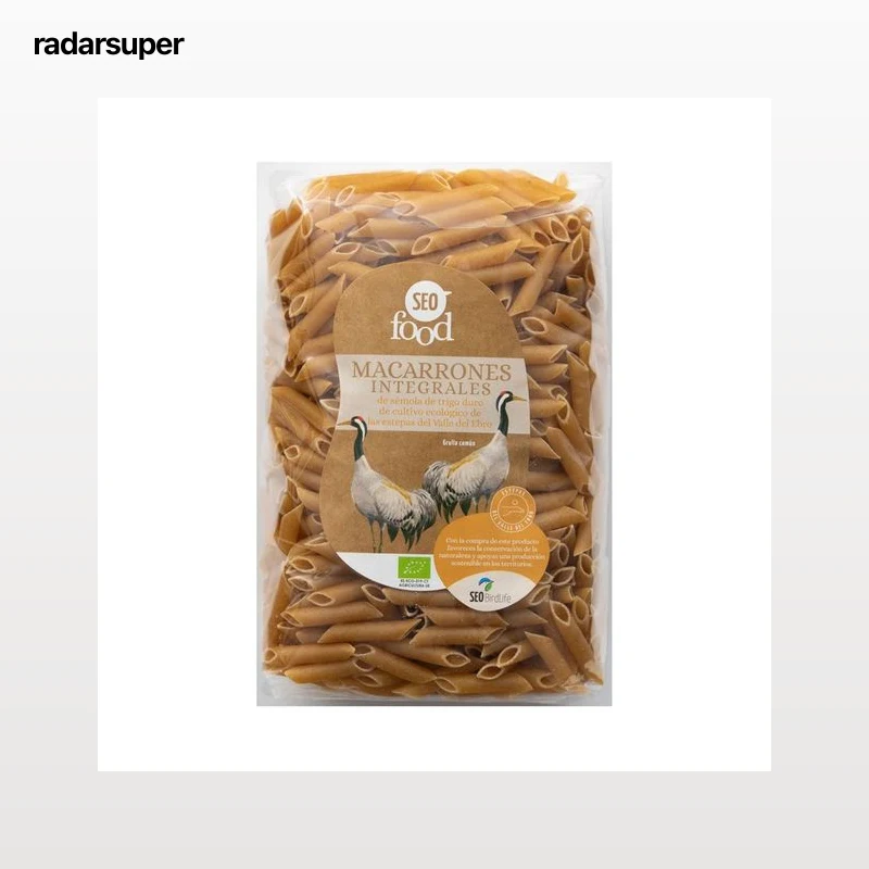 SEO FOOD Macarrones integrales de sémola de trigo duro ecológica 500 g.
