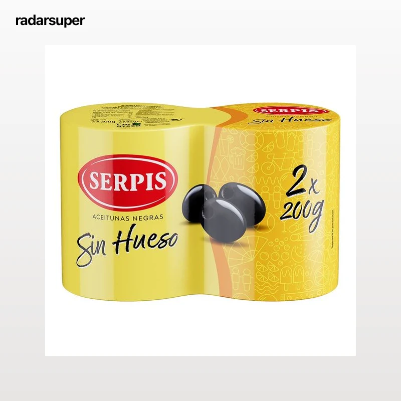 SERPIS Aceitunas negras sin hueso lata 2 x 85 g.