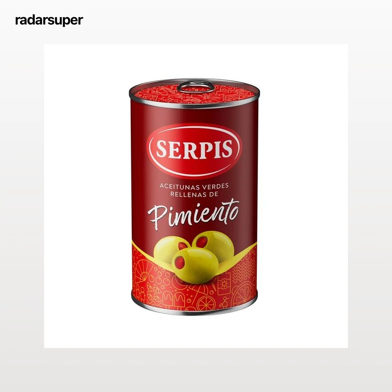 SERPIS Aceitunas verdes rellenas de pimiento lata de 130 g.