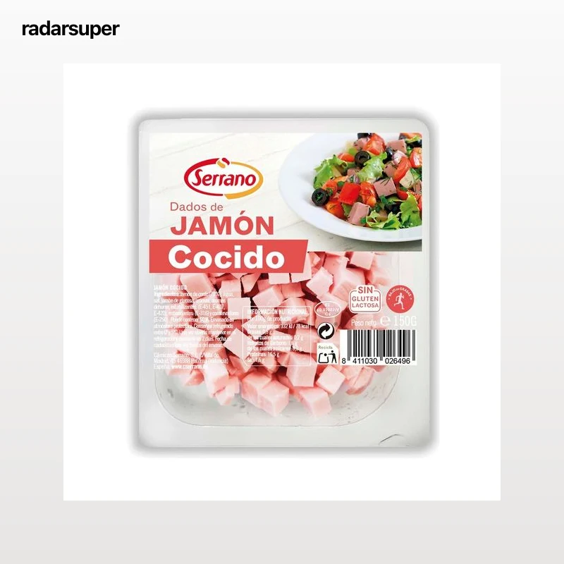 SERRANO Jamón cocido cortado en dados 150 g.