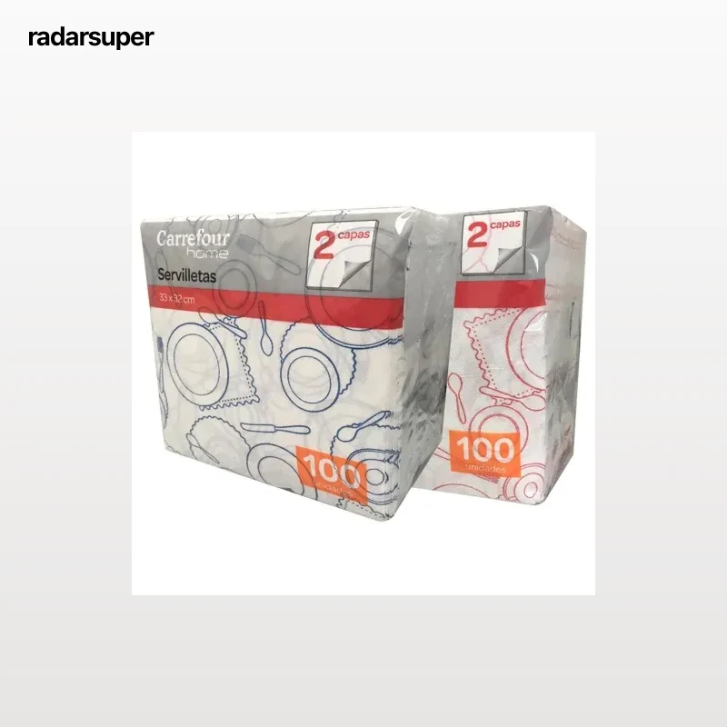 Servilletas de papel 2 capas 33x32 cm CARREFOUR HOME 100 unid.