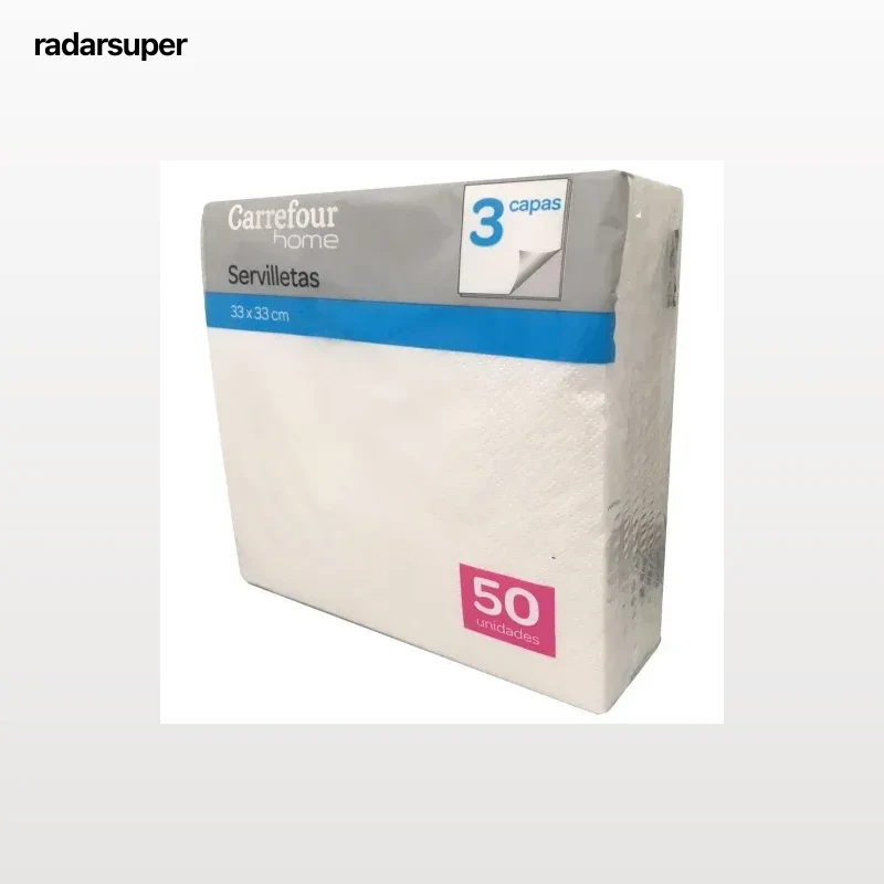 Servilletas de papel 3 capas 33x33 cm CARREFOUR HOME 50 unid.