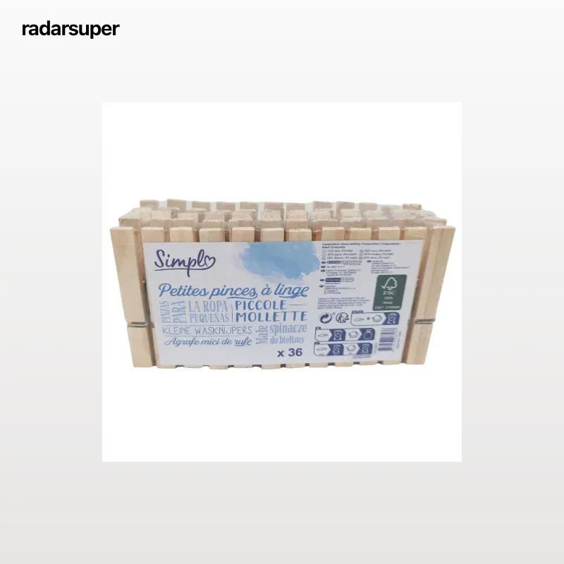 Set 36 Pinzas para la Ropa de Madera Fsc SIMPL