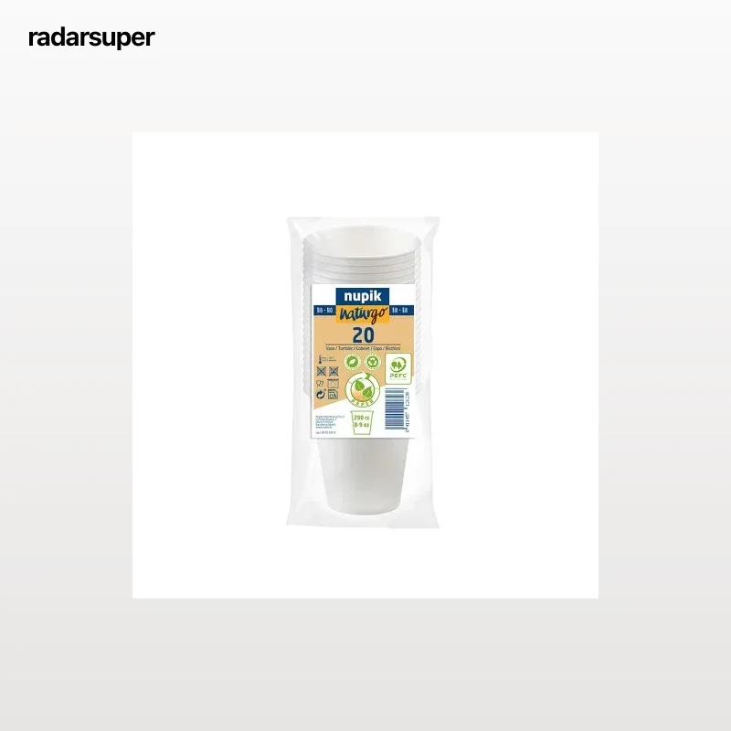 Set de 20 Vasos Cartón NUPIK Naturgo 290 cc - Blanco