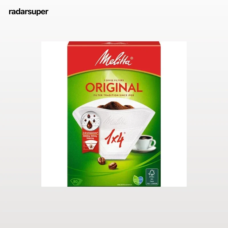 Set de 80 Filtros para Cafetera de Papel MELITTA 1x4 - Blanco